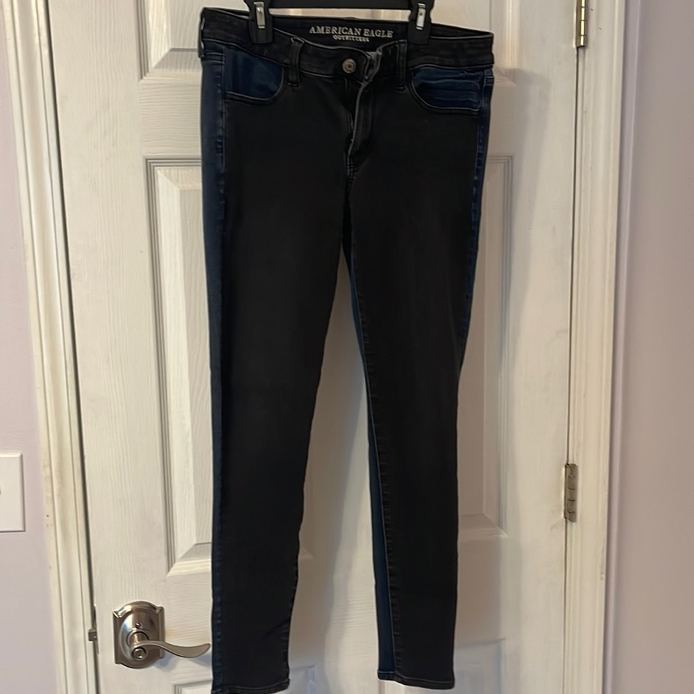 American Eagle 2 toned (black/blue) jegging
